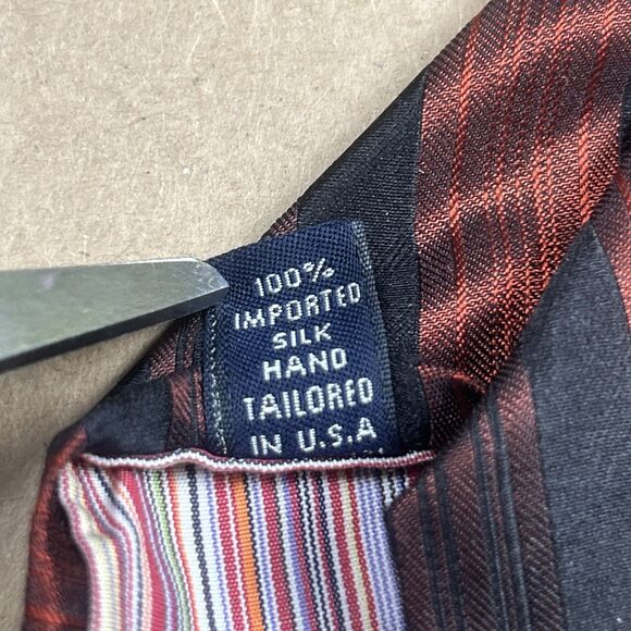 Ted Baker London Tie Men’s 61”x3.5” Silk Red Black Stripes - Picture 5 of 5